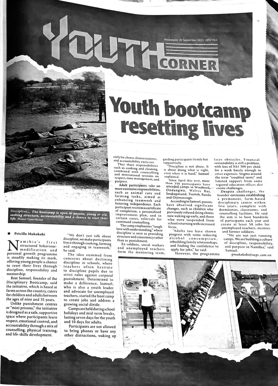 New Era newspaper article: Youth bootcamp resetting lives