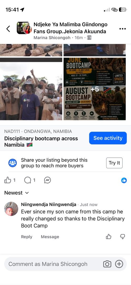 Facebook comment: ever since my son came from this camp he really changed, thanks to the Disciplinary Boot Camp